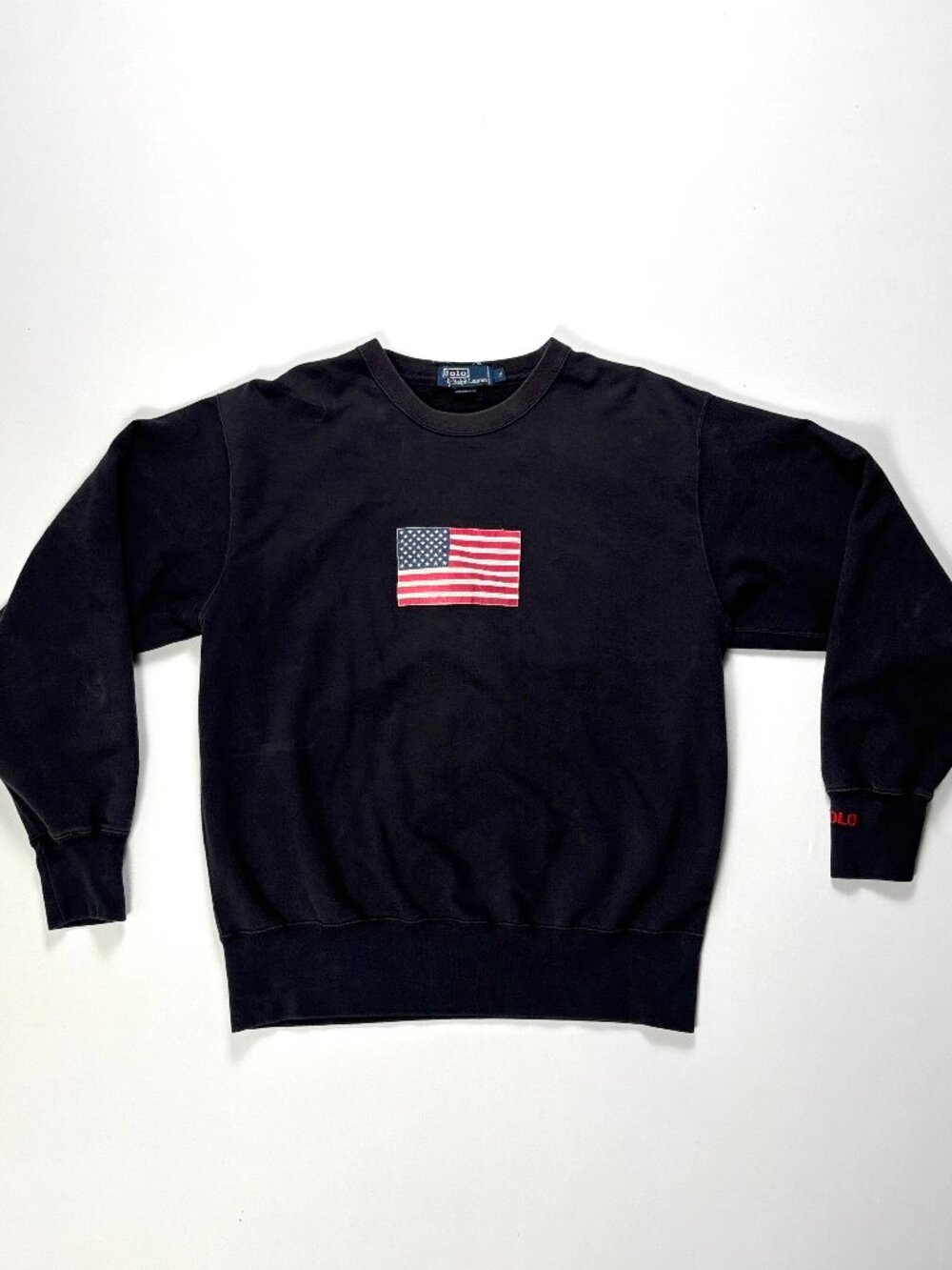Vintage Polo Ralph Lauren Mens American Flag Crewneck Sweatshirt Sz L (Tag M)